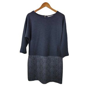 LOFT Sweater Dress Stretch size 8 Ann Taylor Party casual Black gray flecked
